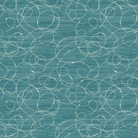 Modern Vintage Treasured Etched Glass Dark Teal Benartex