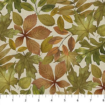 NC Natural Elements Packed Leaves Taupe Multi
