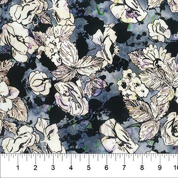 NC Flower Petal Gray Flannel Batik