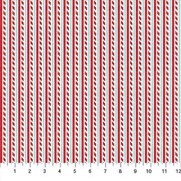 NC Holly Jolly Candycane Stripe White Multi Quilting Cotton EML Studio