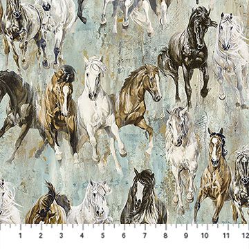 NC Pedigree Horses Turq Multi