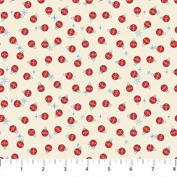 NC Rudolph the Red Nosed Reindeer Cream Bauble Dot Quilting Cotton