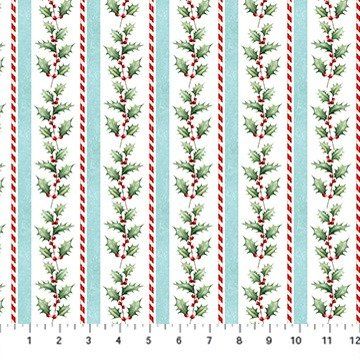NC Holly Jolly Holly Stripe Multi Quilting Cotton EML Studio