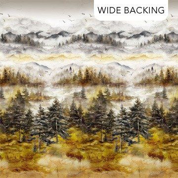 NC Misty Morning Scenic 108" Wide Back Ochre
