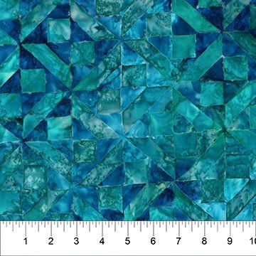 NC Quilt Inspired Border Teal Banyan Batik