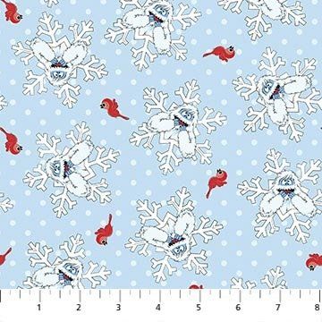 NC Rudolph the Red Nosed Reindeer Lt Blue Bumble Quilting Cotton