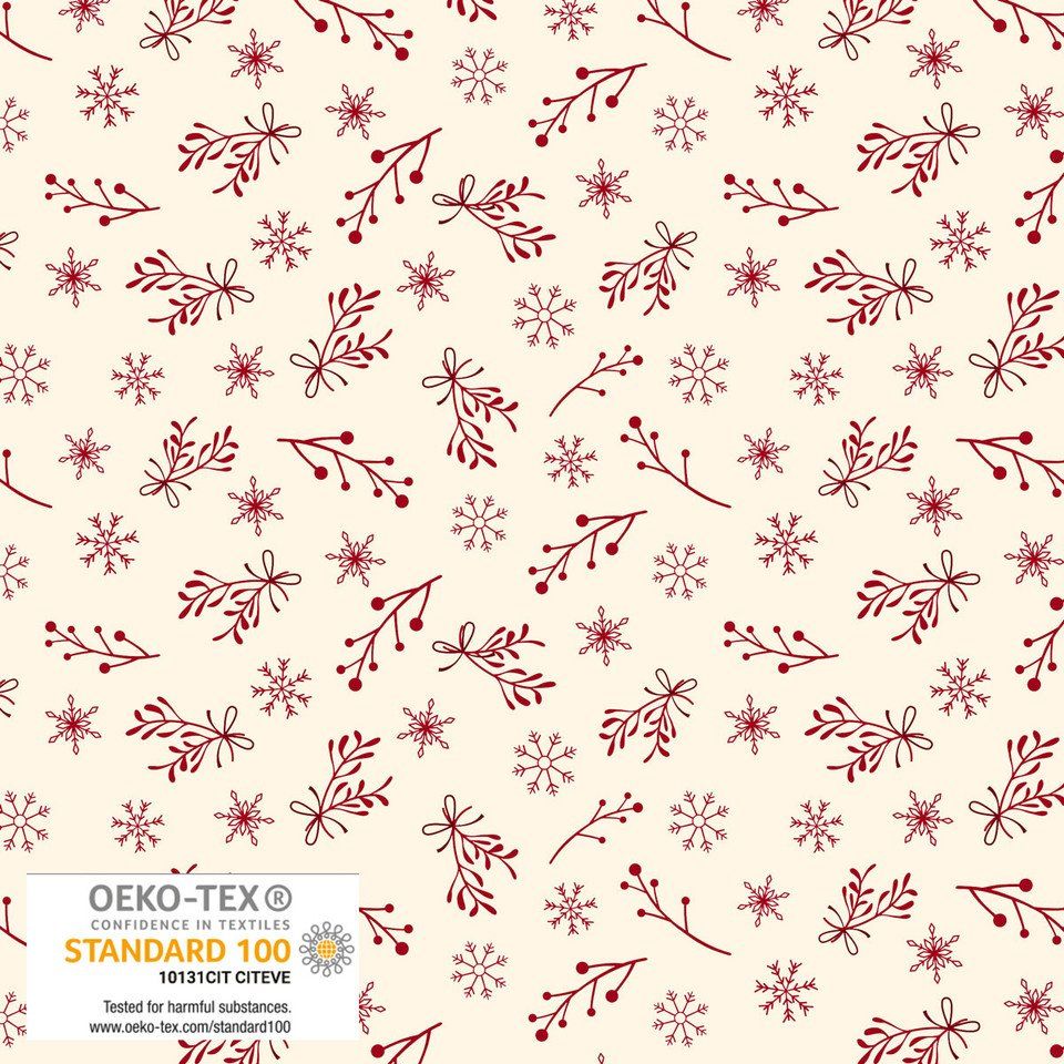 Nordic Noel Snowflakes Mistletoe Cream Blank Quilting