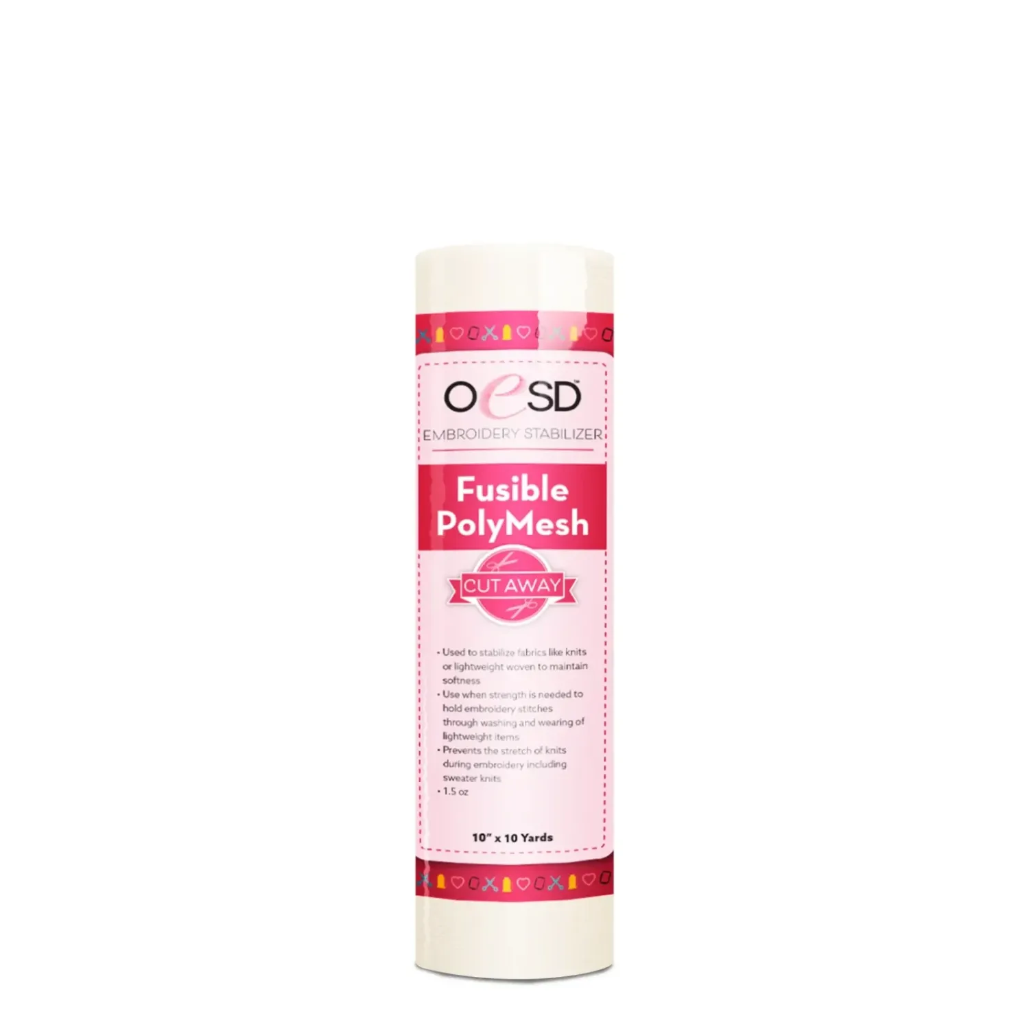 OESD PolyMesh Fusible Cut Away Embroidery Stablizer 10" x 10 yards