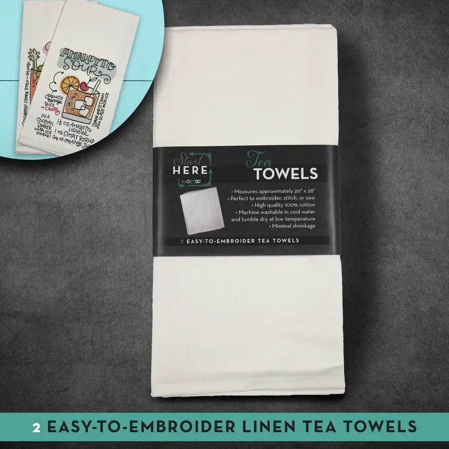 OESD Tea Towels White 2 pack