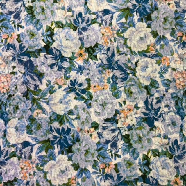 Nora Cotton Digital Blue/Orange Floral Print