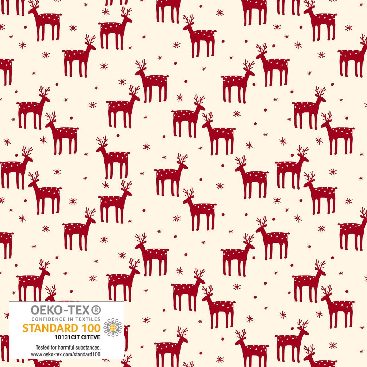 Nordic Noel Reindeer Cream Blank Quilting