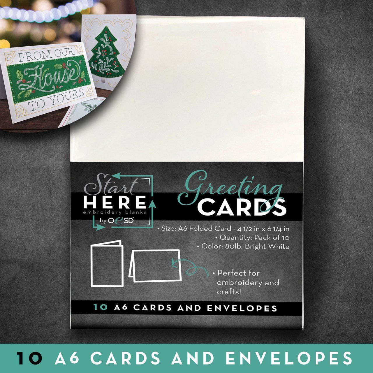 OESD Blank Greeting Cards &amp; Envelopes Size A6 10pk 4.5" x 6.25" EV