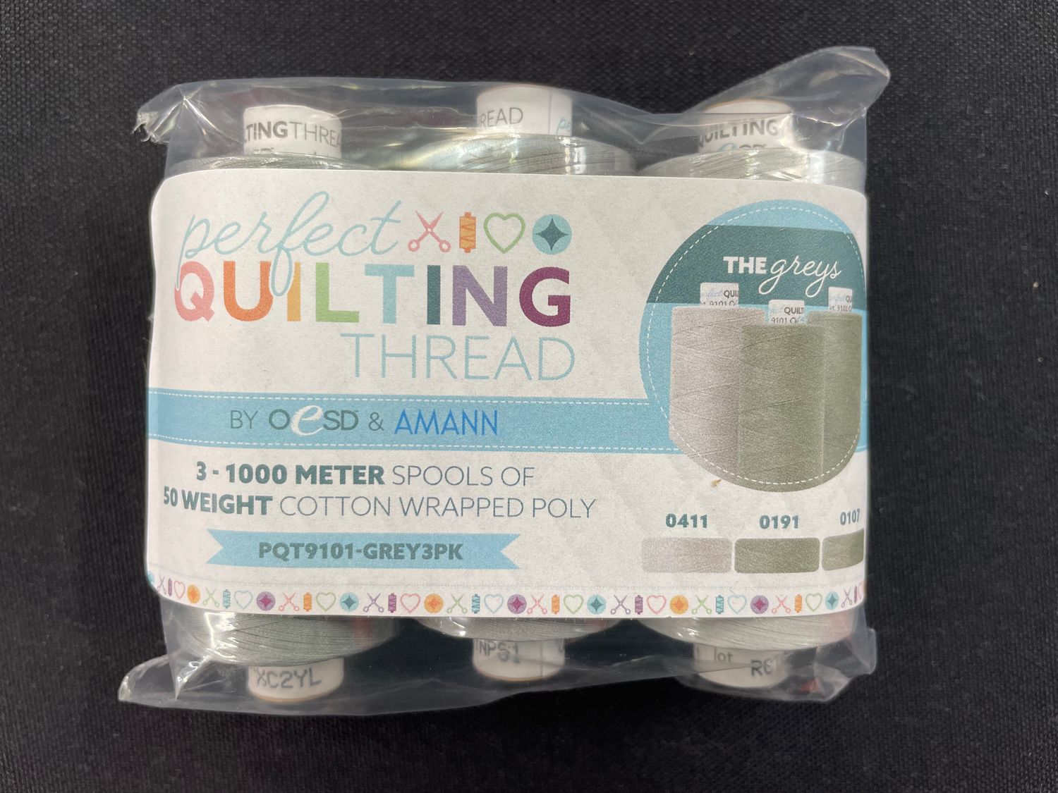 OESD Perfect Quilting Thread 3 pack 50 wt. The Greys