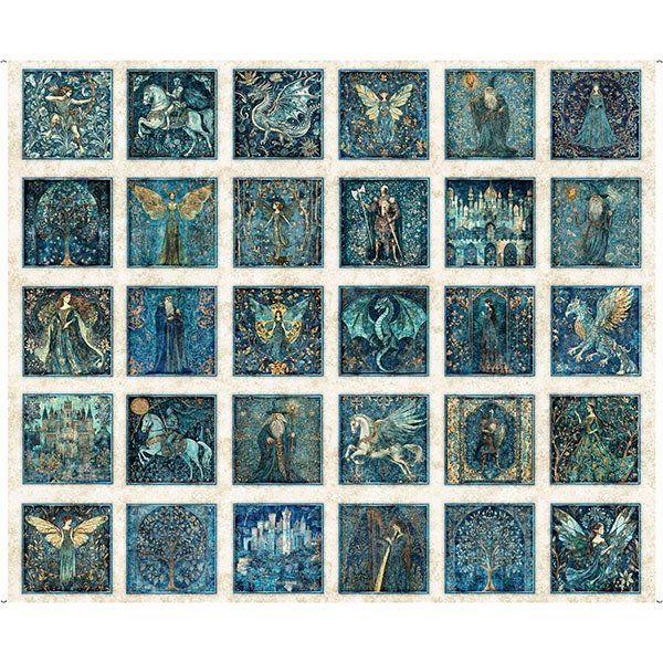 Panel: Folklore Small Medieval Patches Tan 36" QT