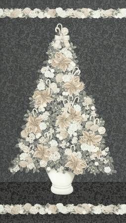 Panel: Peppermint Twist Christmas Tree Panel Graphite 24" RK Fabrics Robert Kaufman Quilting Cottons CLEARANCE