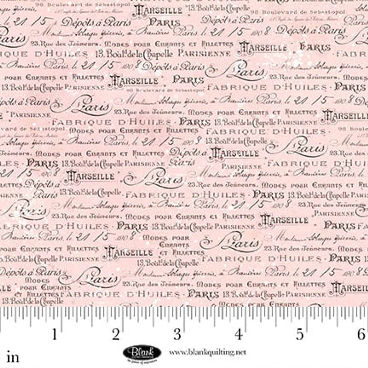 Parisian Snippets Script Lt Pink Blank Quilting