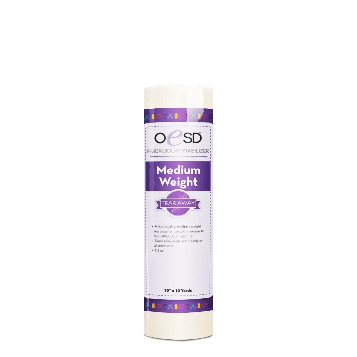 OESD Medium Weight White TearAway 10" x 10 yds