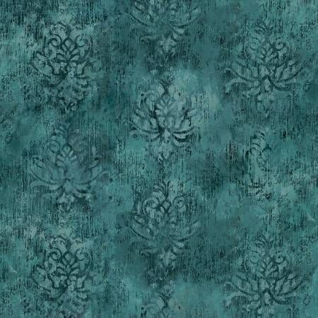 Palazzo - Teal Distressed Damask Wide Back 108" P&amp;B