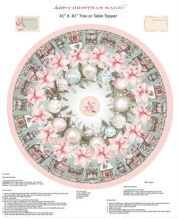 Panel: Christmas Magic Lt. Blue Tree Skirt Panel 54" Blank Quilting Cotton