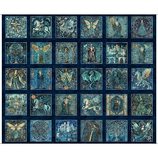 Panel: Folklore Small Medieval Patches Navy 36" QT