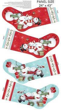 Panel: NC Holly Stocking Panel 24" Quilting Cotton EML Studio