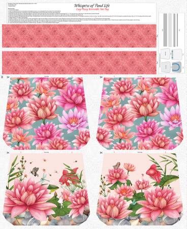 Panel: Whispers of Pond Life Pink Tote Bag Quilting Cotton Studio E
