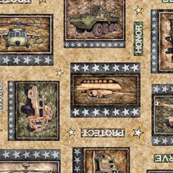 Patriot Army Patch Lt Brown QT Fabrics