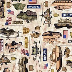 Patriot Army All Over Tan QT Fabrics