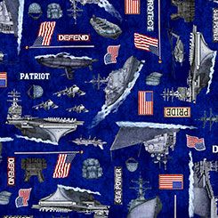 Patriot Navy All Over Lt Navy QT Fabrics