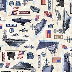 Patriot Navy All Over Cream QT Fabrics