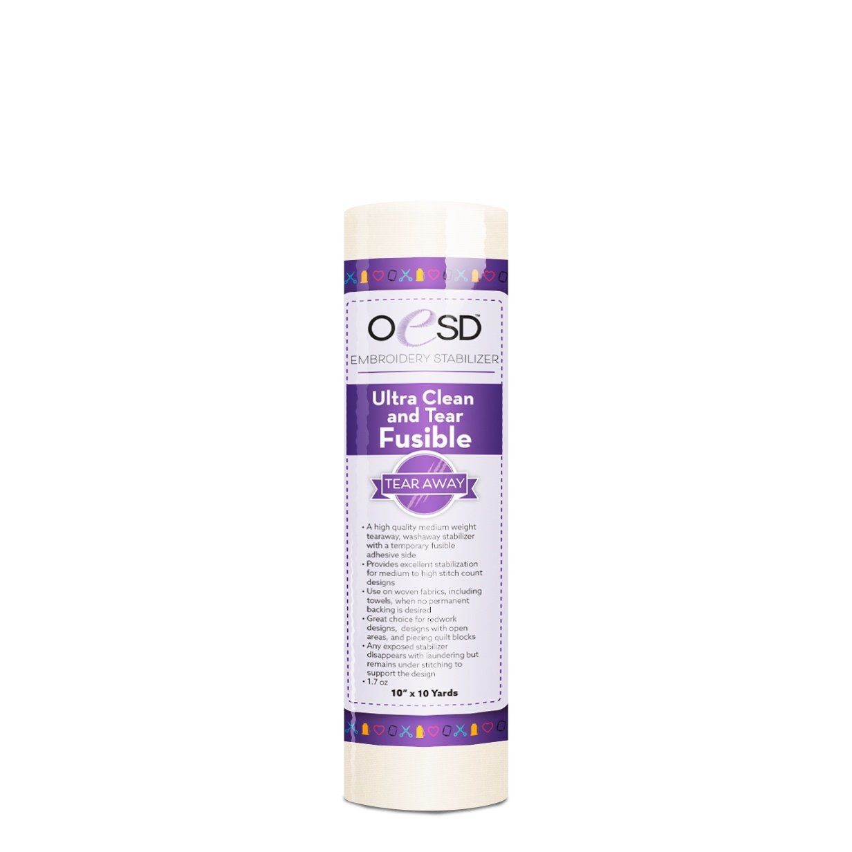 OESD Ultra Clean &amp; Tear FUSIBLE Embroidery Stabilizer 1.7oz 10"x10yd