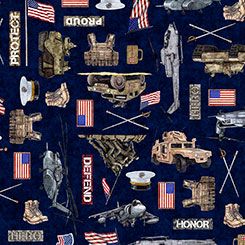 Patriot Marines All Over Navy QT Fabrics