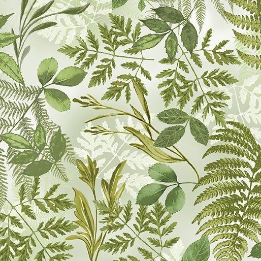 Potpourri Light Green Tossed Ferns Kanvas