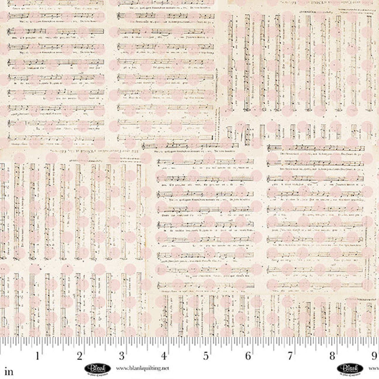 Parisian Snippets Sheet Music Ecru Blank Quilting