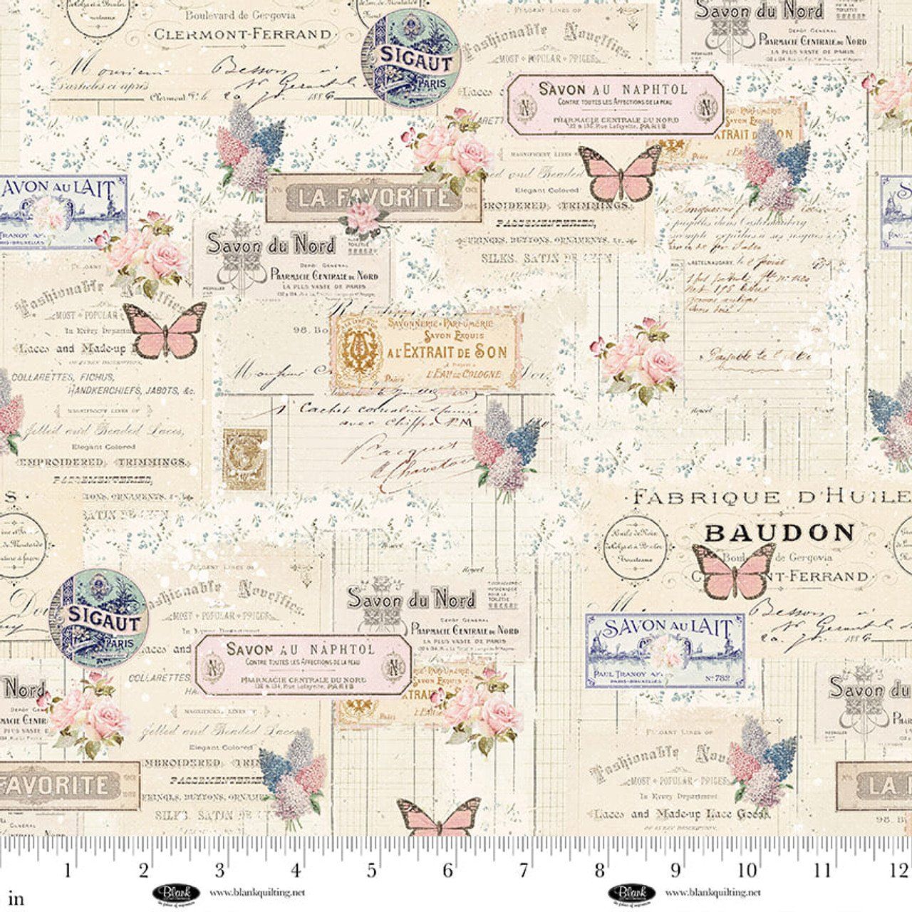 Parisian Snippets Postcards Ecru Blank Quilting