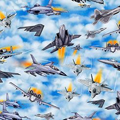 Patriot Fighter Jets Blue QT Fabrics