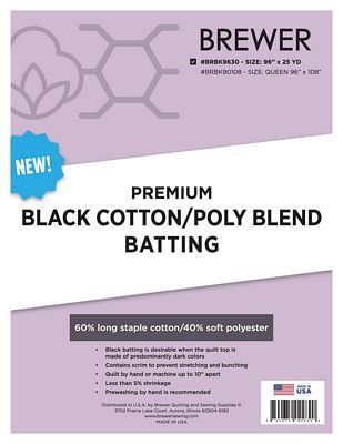 Premium 60 Cotton/40 Poly Black Blend Batting 96" wide