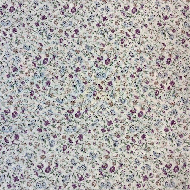 EOB 2.5 yd Purple Floral Print Cotton Cambric Shirting Sevenberry Japanese fabric