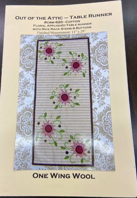 Project Pattern: Out of the Attic Table Runner Wool Applique One Wing Wool CLEARANCE