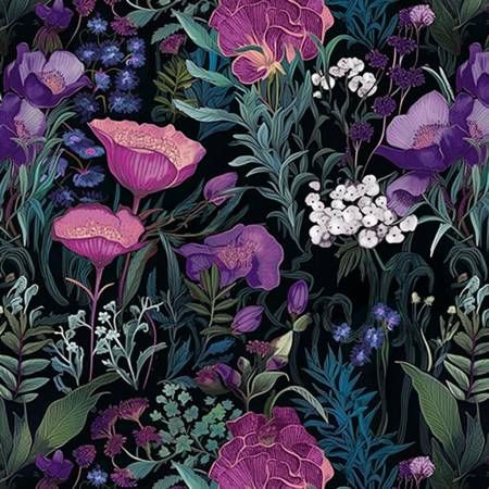 Purple Whispering Blooms Secret Garden Quilting Cuddle Shannon Fabrics