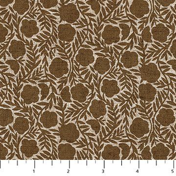 Rhythm and Leaves Ochre Chain Floral Cotton Linen Figo Canvas fabric