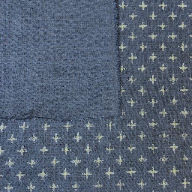 Reversible Cotton Printed Poplin Navy Small Cross Sevenberry Japanese fabric