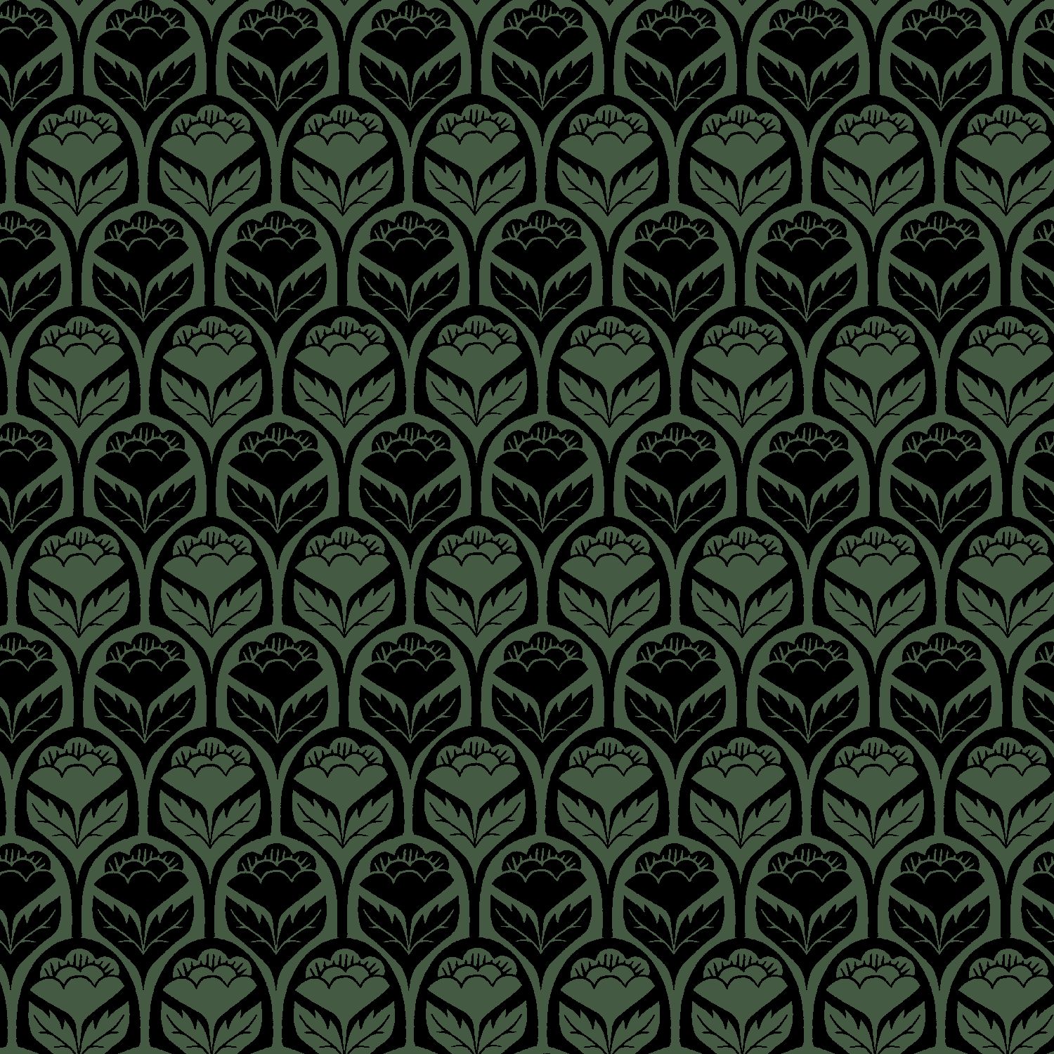 RJR Drk Green Scallop Flower Intrigue Canvas - On a Fall Day