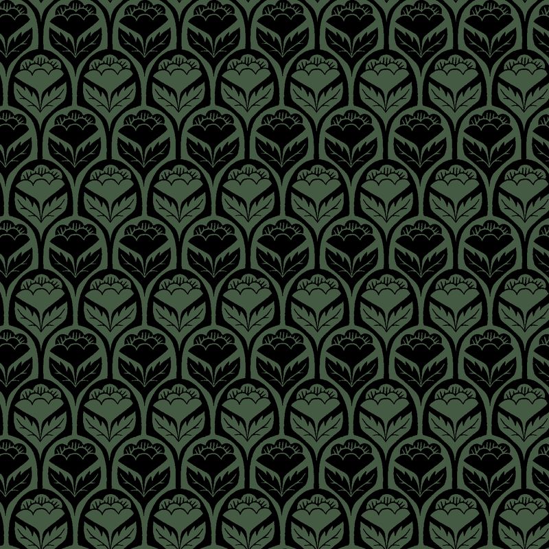 RJR Drk Green Scallop Flower Intrigue Canvas - On a Fall Day