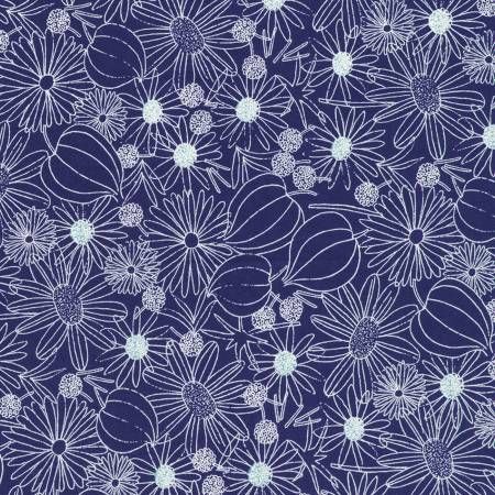 RK Crystal Lawn Packed Daisies Blue