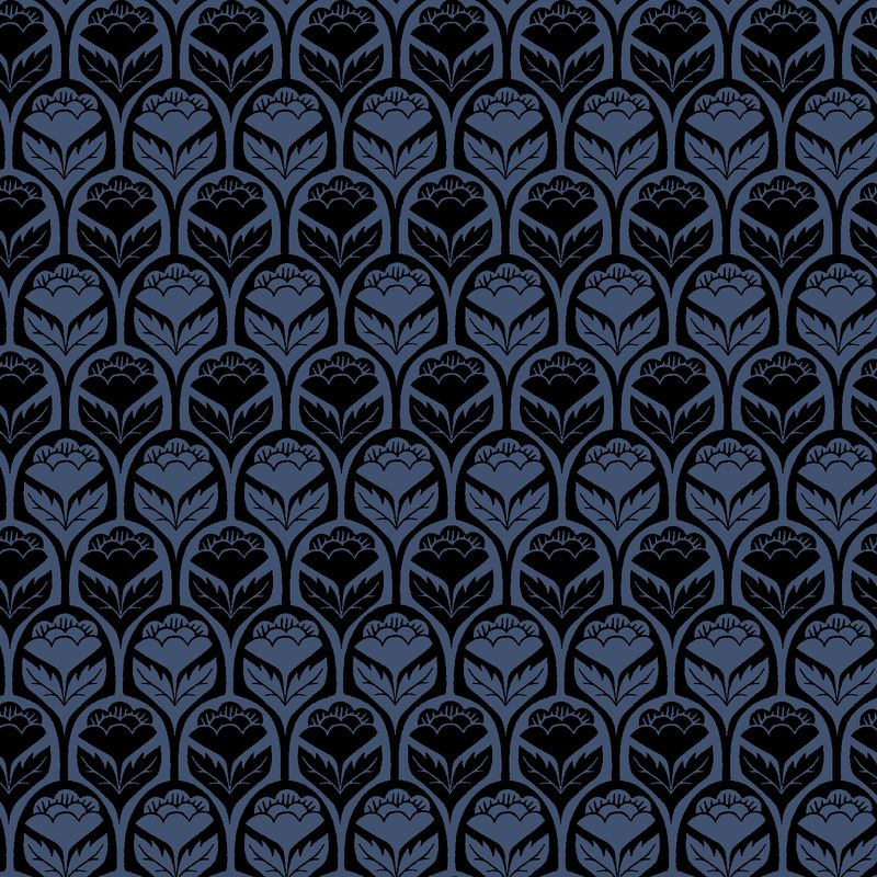 RJR Navy Scallop Flower Glory Canvas - On a Fall Day