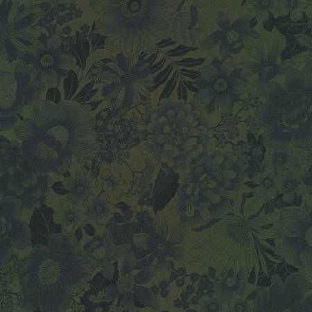RK Floral Black Navy Vintage Overdye Broadcloth