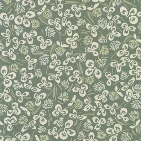 RK Plants Grey Cotton Linen Canvas Midweight fabric.