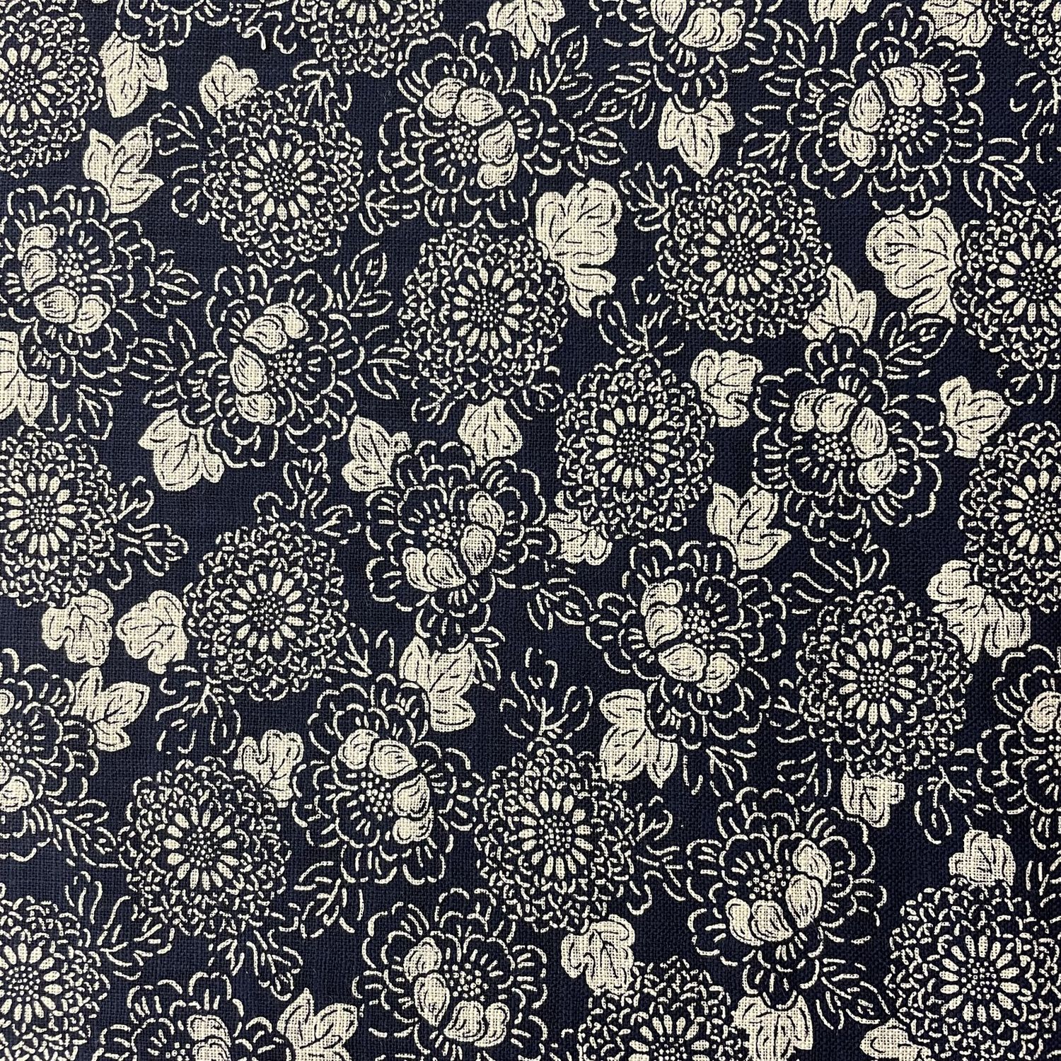 RK Chrysanthemums Navy Woven