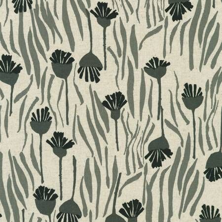 RK Flowers Natural Cotton Linen Canvas fabric